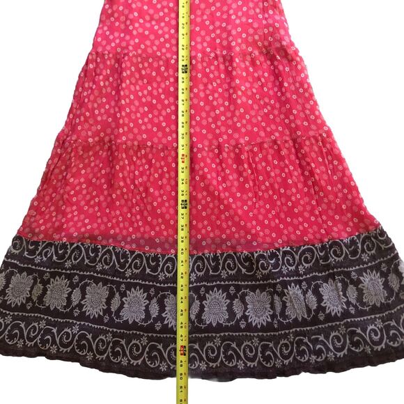 Charter Club Silk Maxi Dress Womens Sz 10 Salmon Brown Boho Tiered V-neck Lined - Picture 16 of 16